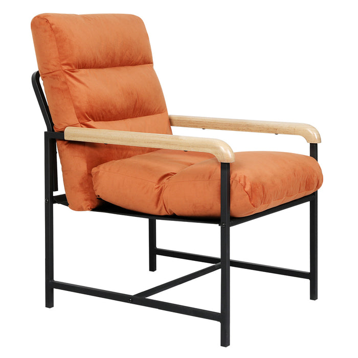 Goslash Picks Metal Framed Lounge Chair Velvet In Orange