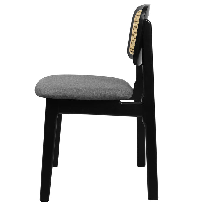 Goslash Picks 2X Dining Chair Wood Rattan Armless Black