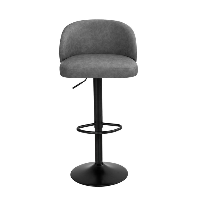4X Bar Stool Swivel Gas Lift Pu Leather Grey