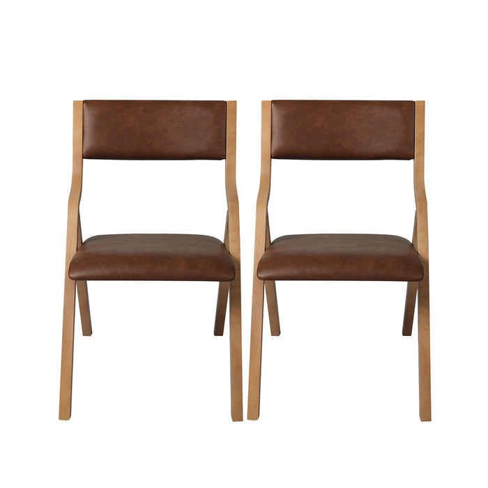 4X Dining Chairs Foldable Pu Tan