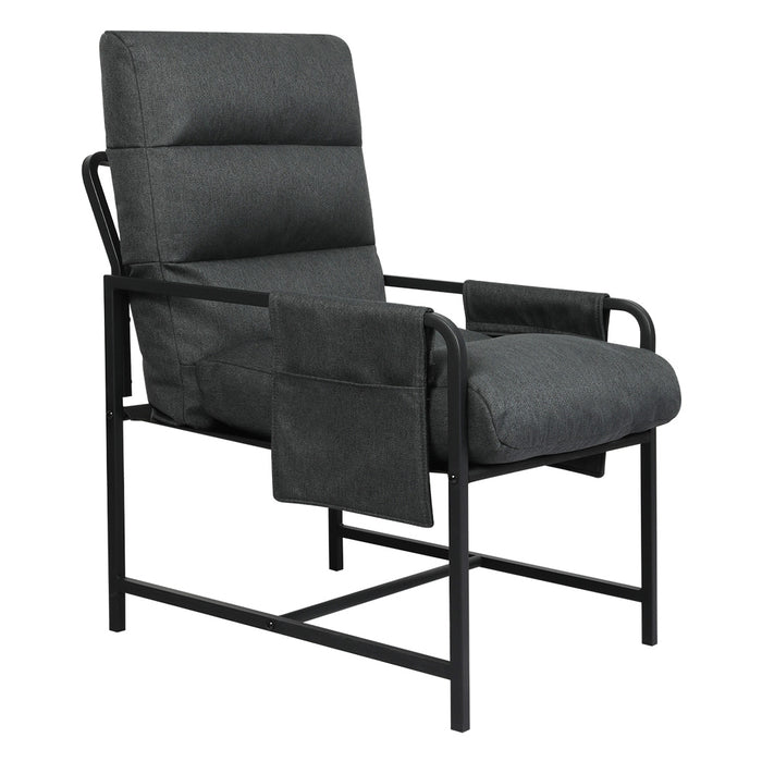 Goslash Picks Metal Framed Lounge Chair Linen In Dark Grey