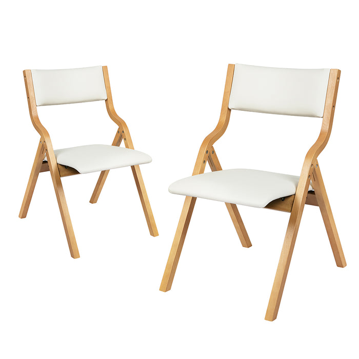 4X Dining Chairs Foldable Pu Beige
