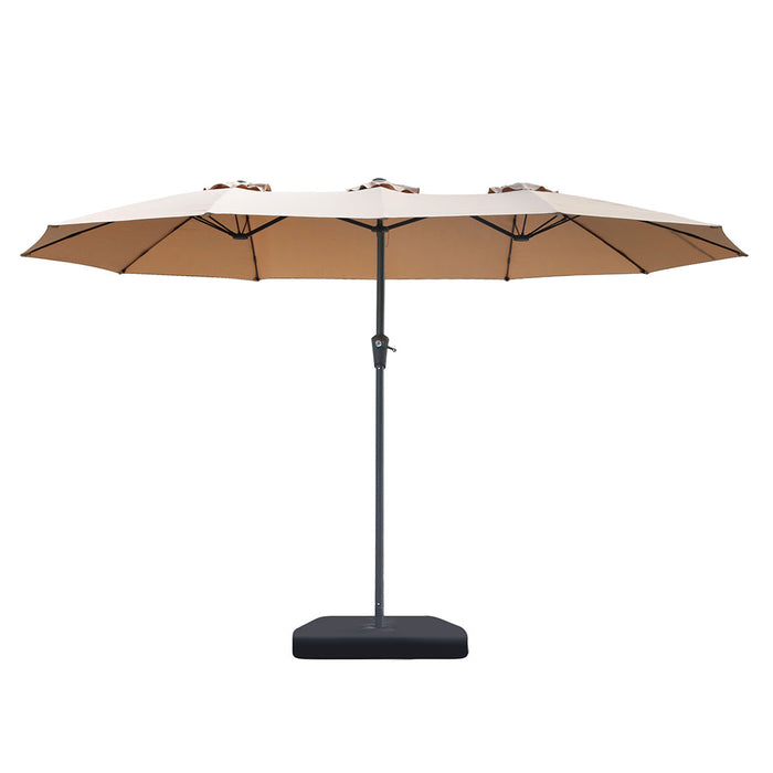 4M Double-Sided Patio Umbrella Outdoor Umbrella Base Stand Khaki