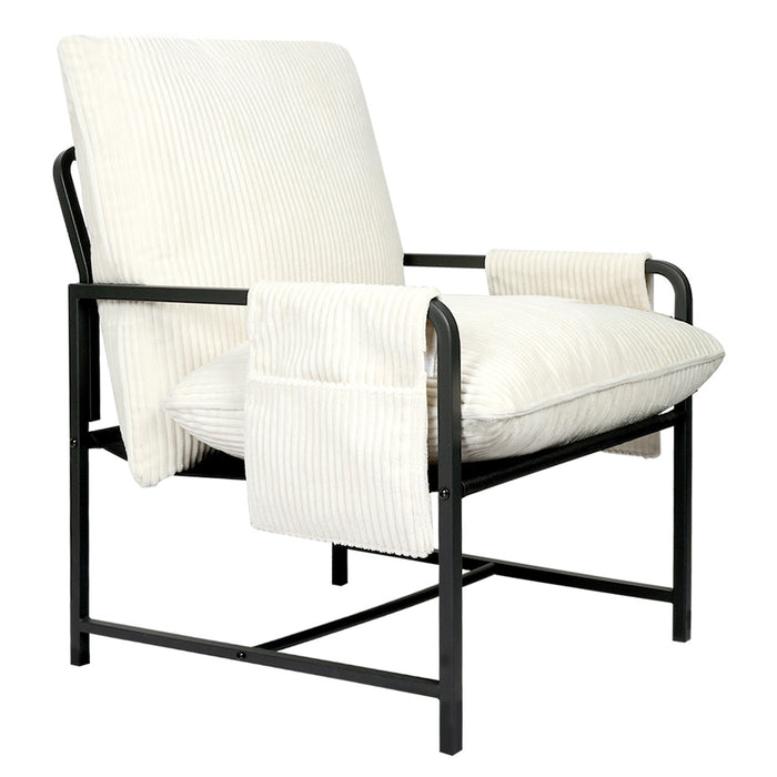 Goslash Picks Metal Framed Lounge Chair Corduroy In Beige