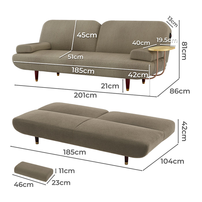 Convertible Sofabed With Usb Charge And Side Table