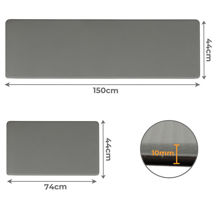 Goslash Picks Kitchen Rug 2Pcs Non Slip Anti Fatigue Mat Grey