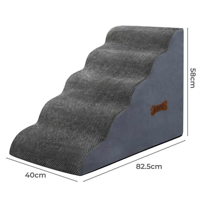 Goslash Picks 5 Steps Pet Stairs Dog Ramp High Density Foam Grey