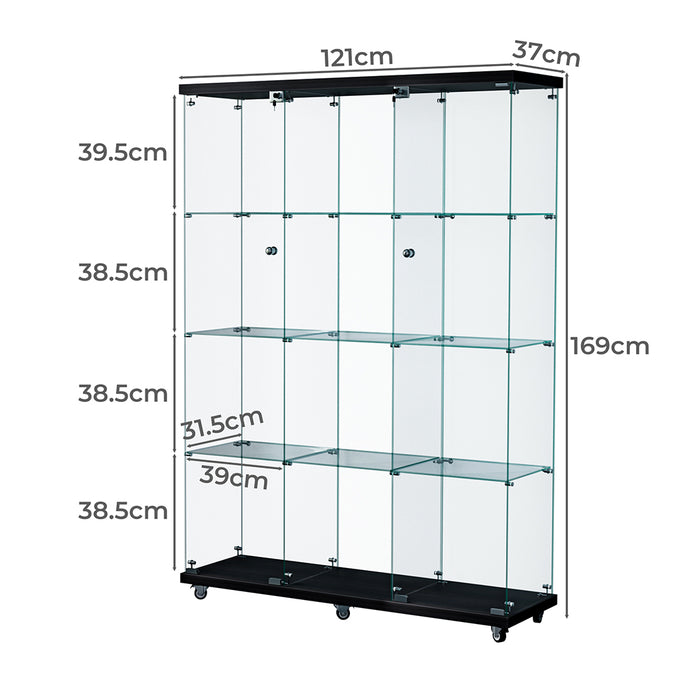 169Cm Tall Glass Display Cabinet 4 Tier