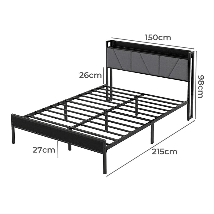 Goslash Picks Queen Bed Frame Steel Base With Headboard Grey