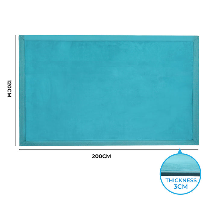 Goslash Picks Coral Velvet Area Rugs Large Mat 120X200Cm Blue