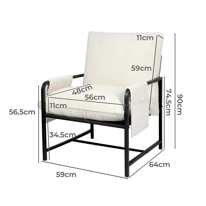 Goslash Picks Metal Framed Lounge Chair Corduroy In Beige