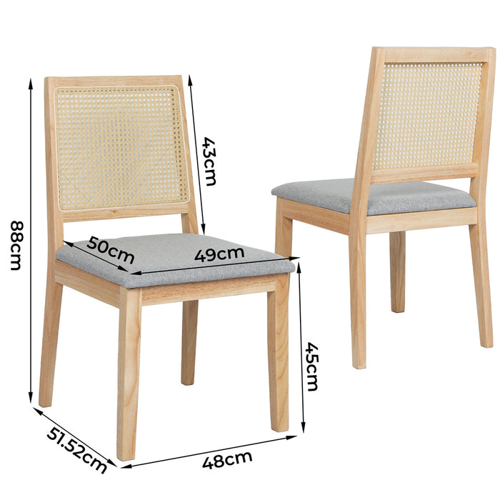 2X Rattan Dining Chair Solid Wood Lounge