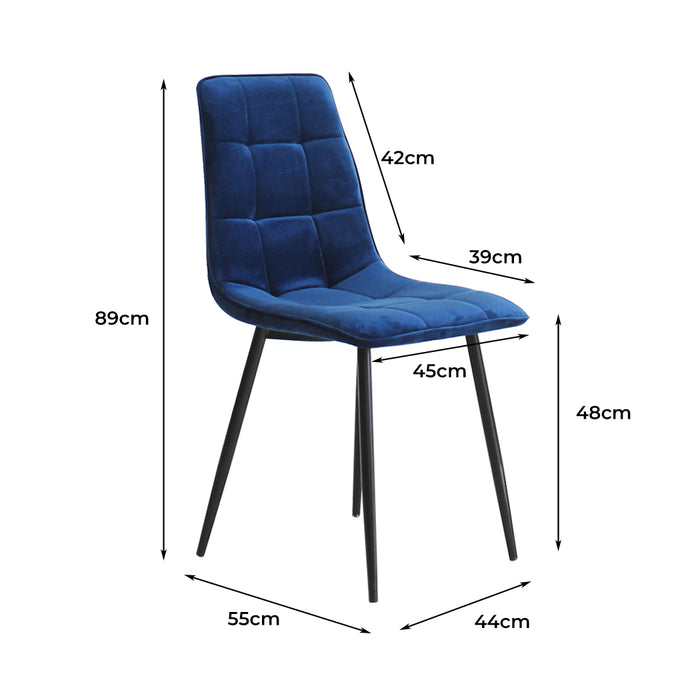 4X Dining Chairs Kitchen Velvet Blue