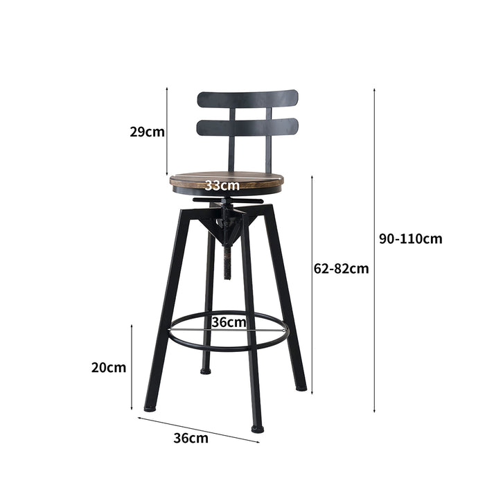 2X Bar Stool Industrial Adjustable
