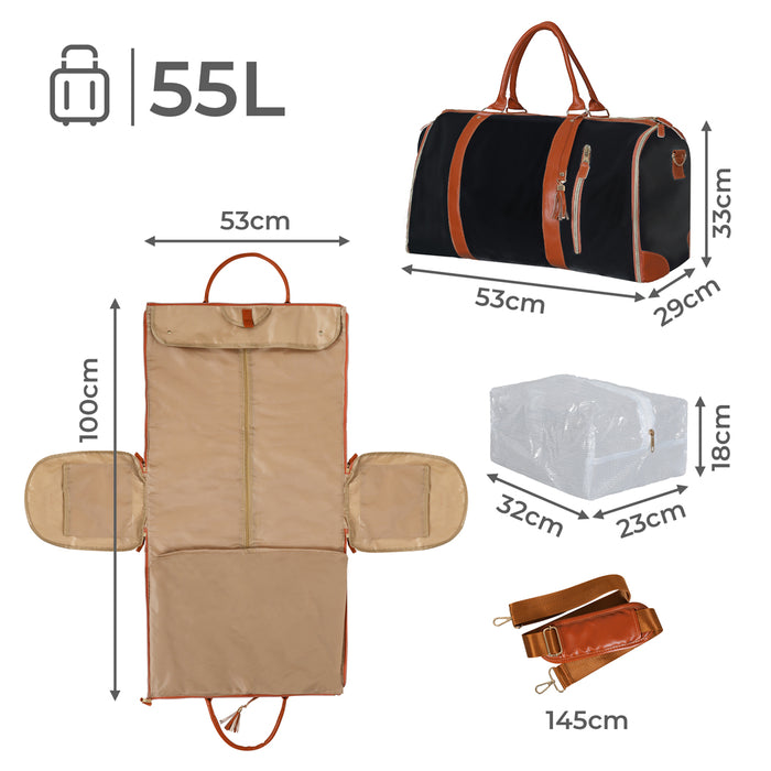 Goslash Picks Garment Bags 2 In 1 Hanging Suit Bag Black