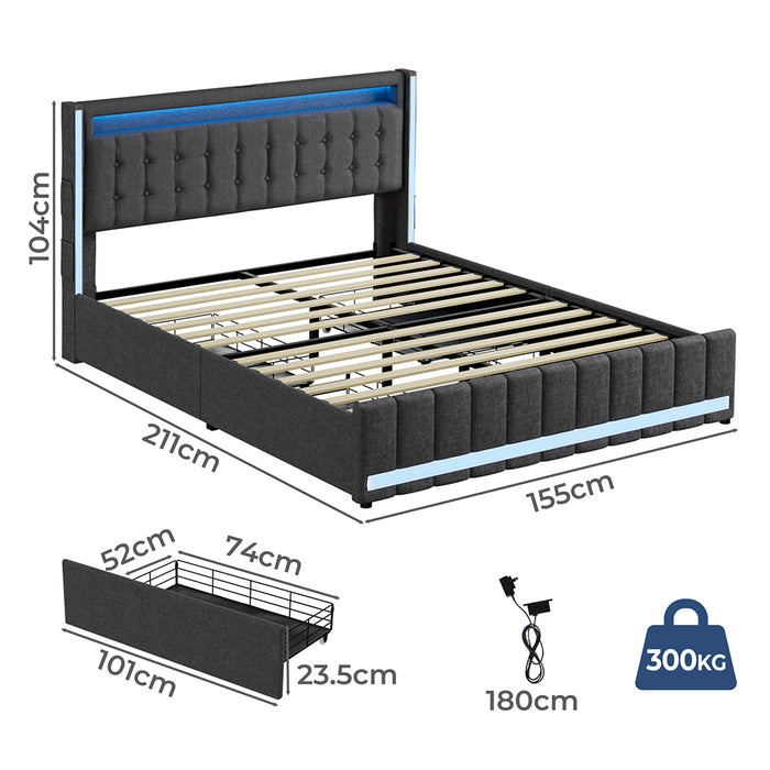 Queen Bed Frame - Grey