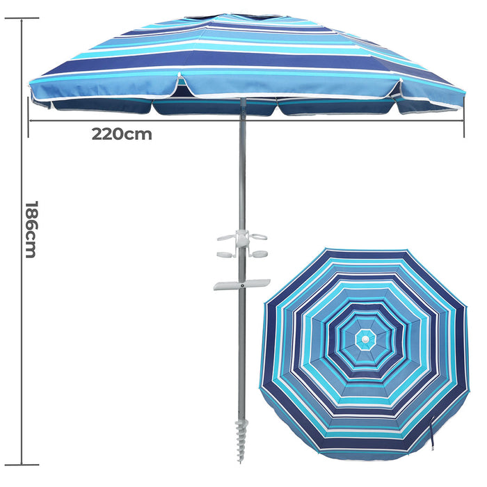 2.2M Outdoor Beach Umbrellas Sand Blue
