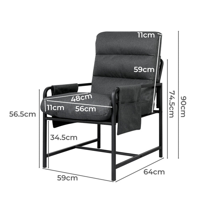 Goslash Picks Metal Framed Lounge Chair Linen In Dark Grey