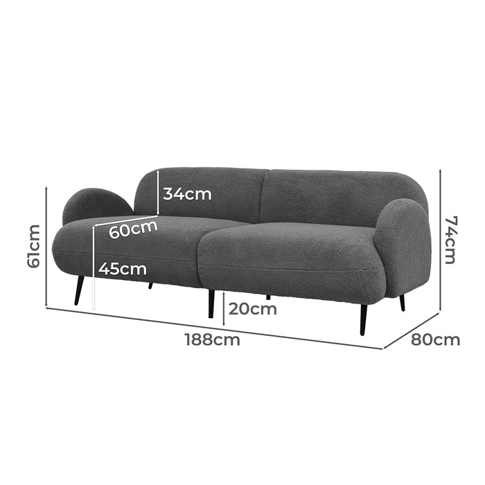 Cloud Sofa 3 Seater Sherpa Fleece Grey