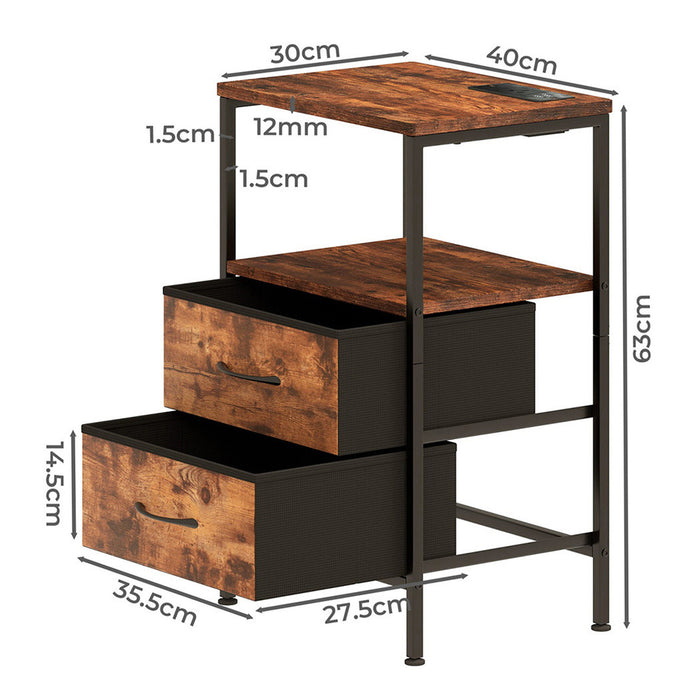 Goslash Picks Led Bedside Table With 2 Drawers Power Outlets