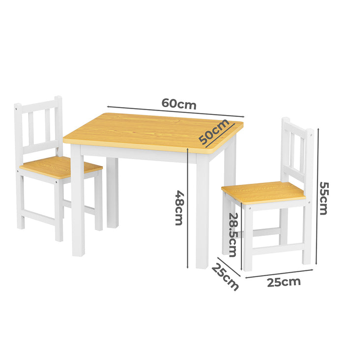 Goslash Picks Kids Table And Chairs Set Wooden 3Pcs Study Play