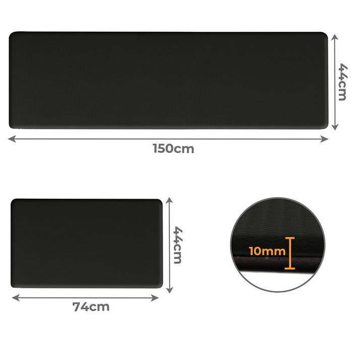 Goslash Picks Kitchen Rug 2Pcs Non Slip Anti Fatigue Mat Black