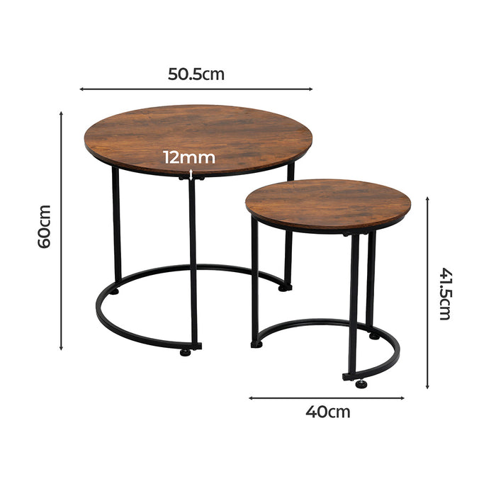 Goslash Picks Round Nesting Table Coffee Table Wood Side Table