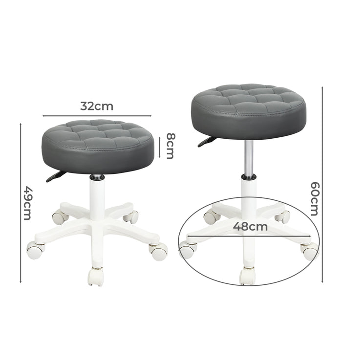 2X Rolling Bar Stool Swivel Salon Spa Chair Grey