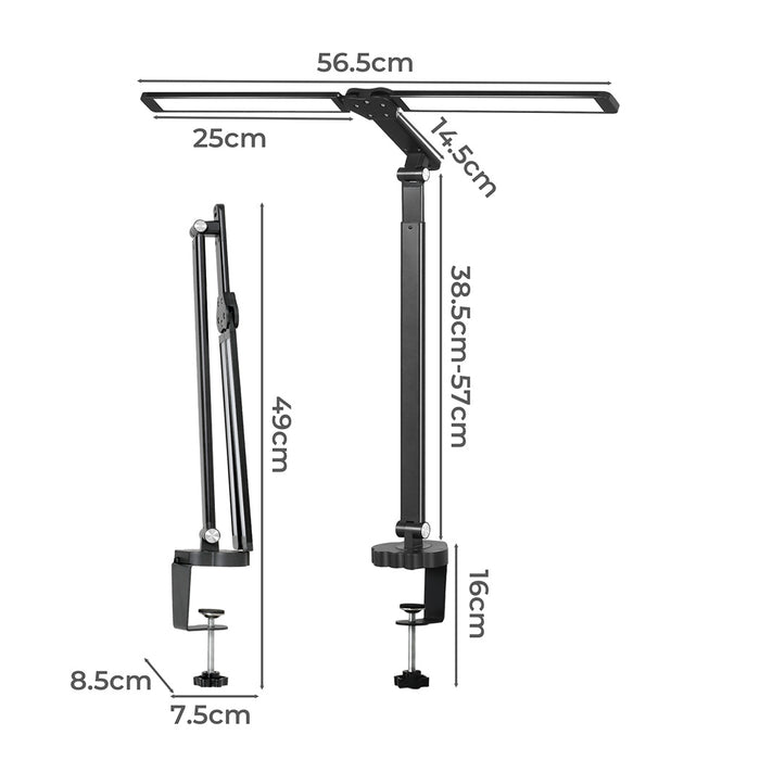 Goslash Picks Double Head Led Desk Lamp Dimmable With Clamp