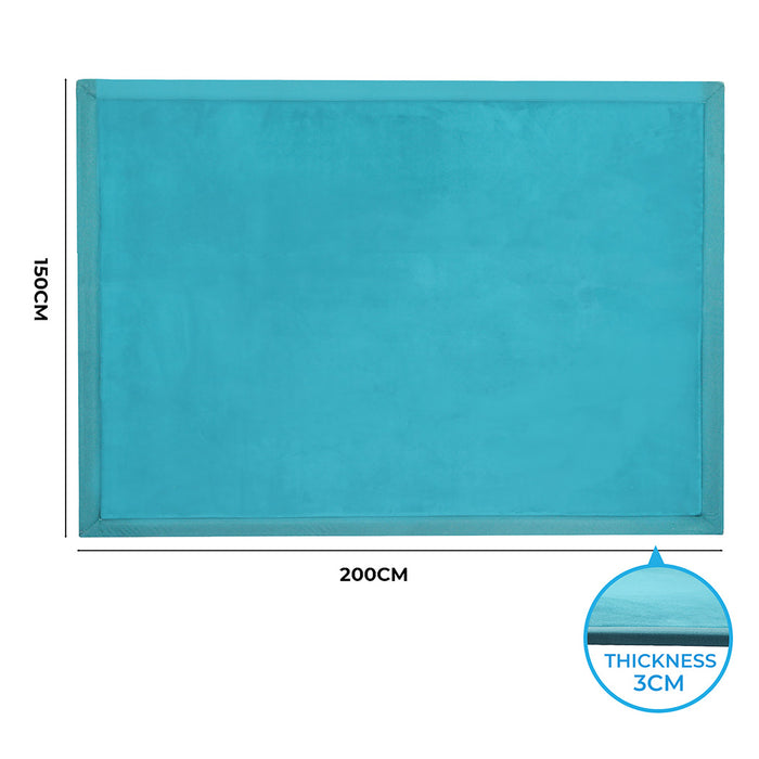Goslash Picks Coral Velvet Area Rugs Large Mat 150X200Cm Blue