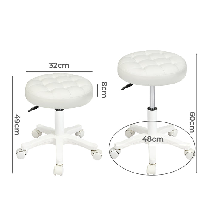 Goslash Picks 2X Rolling Bar Stool Swivel Salon Spa Chair Beige