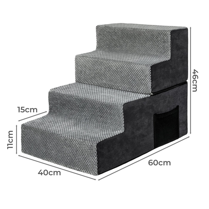 Goslash Picks 4 Steps Pet Stairs Dog Ramp High Density Foam Grey