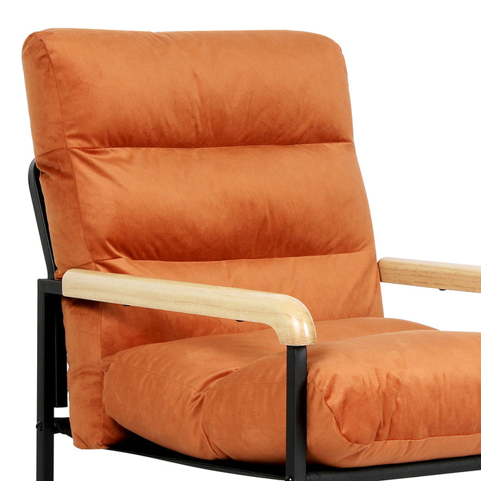 Goslash Picks Metal Framed Lounge Chair Velvet In Orange