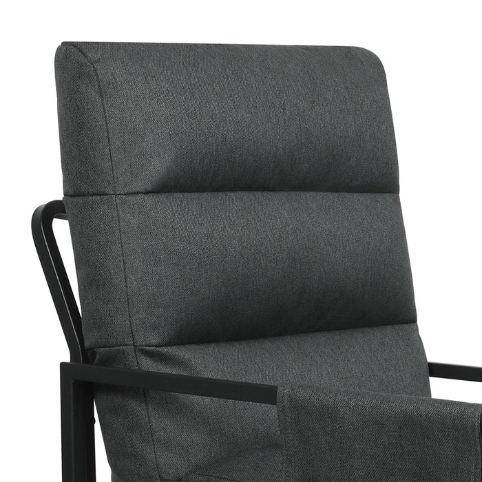 Goslash Picks Metal Framed Lounge Chair Linen In Dark Grey