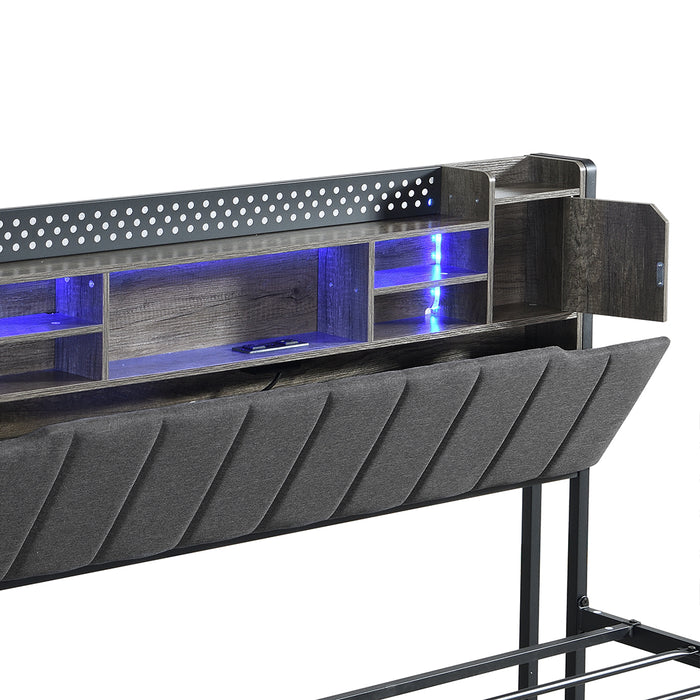 Queen Bed Frame With Storage Headboard Rgb Led