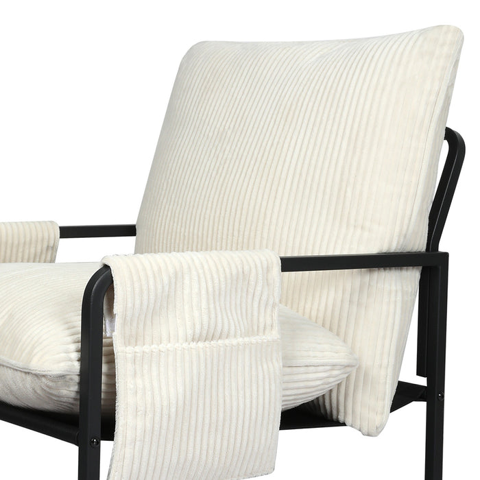 Goslash Picks Metal Framed Lounge Chair Corduroy In Beige