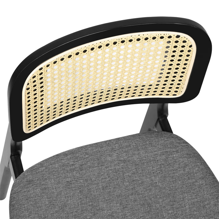 Goslash Picks 2X Dining Chair Wood Rattan Armless Black