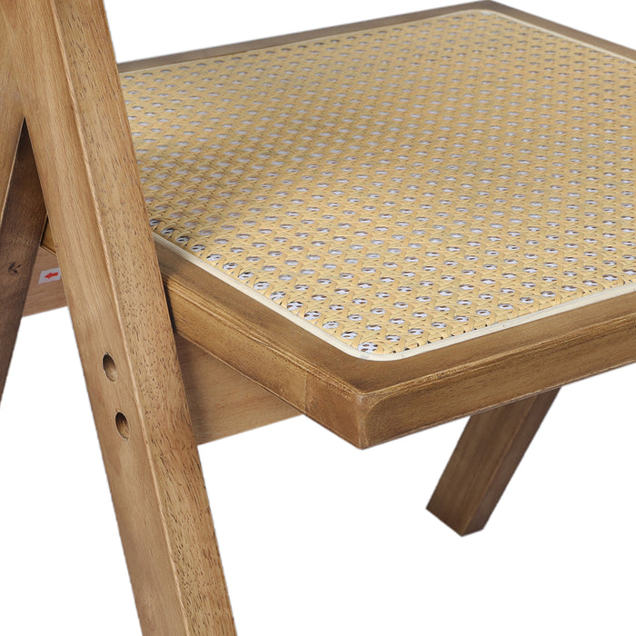 4X Dining Chair Solid Wood Rattan