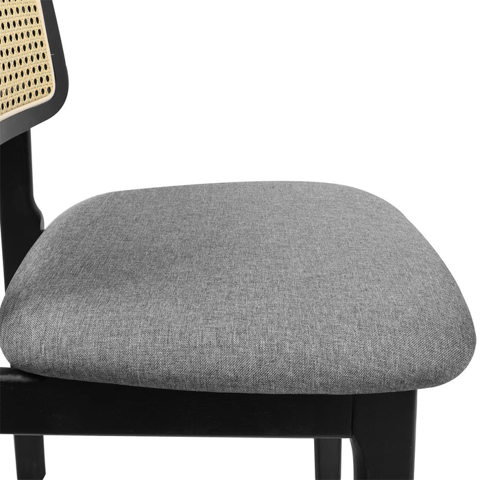 Goslash Picks 2X Dining Chair Wood Rattan Armless Black