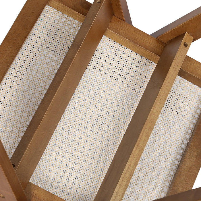 2X Walnut Wicker Armchair Dining Chair