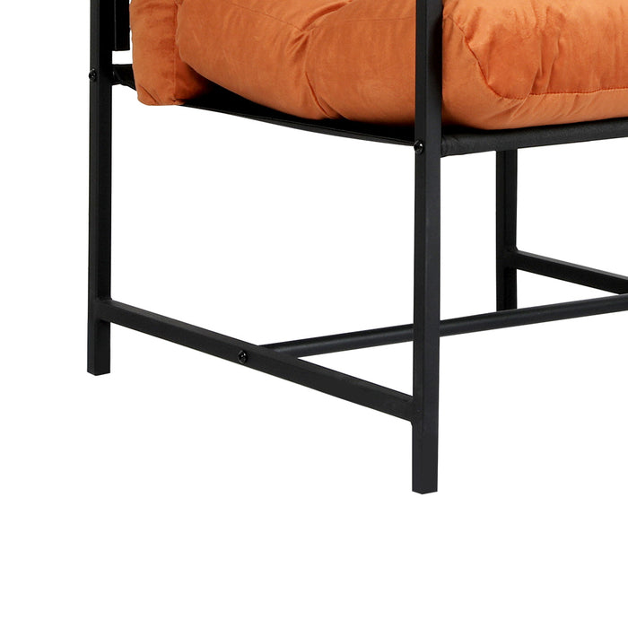 Goslash Picks Metal Framed Lounge Chair Velvet In Orange