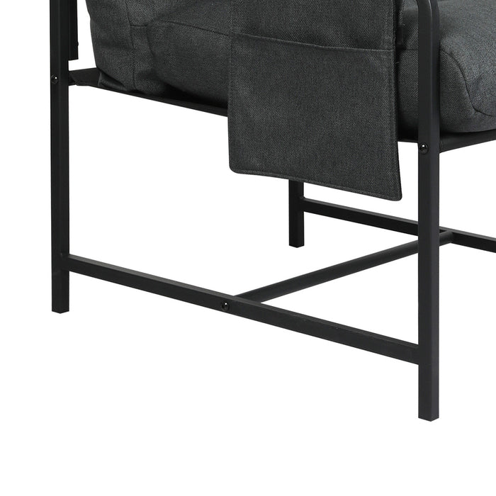 Goslash Picks Metal Framed Lounge Chair Linen In Dark Grey