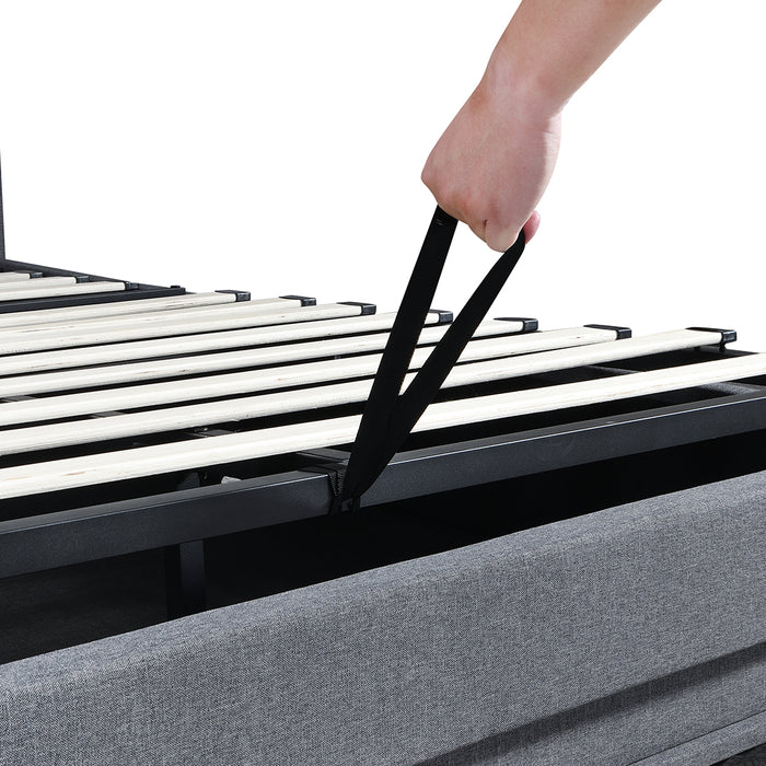 King Bed Frame Gas Lift Storage Led Light Usb