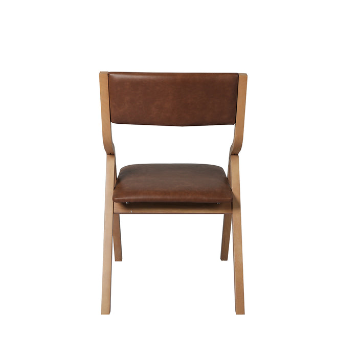 4X Dining Chairs Foldable Pu Tan
