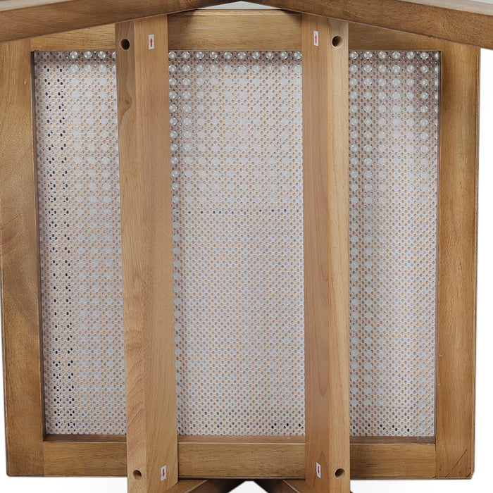 6X Dining Chair Solid Wood Rattan