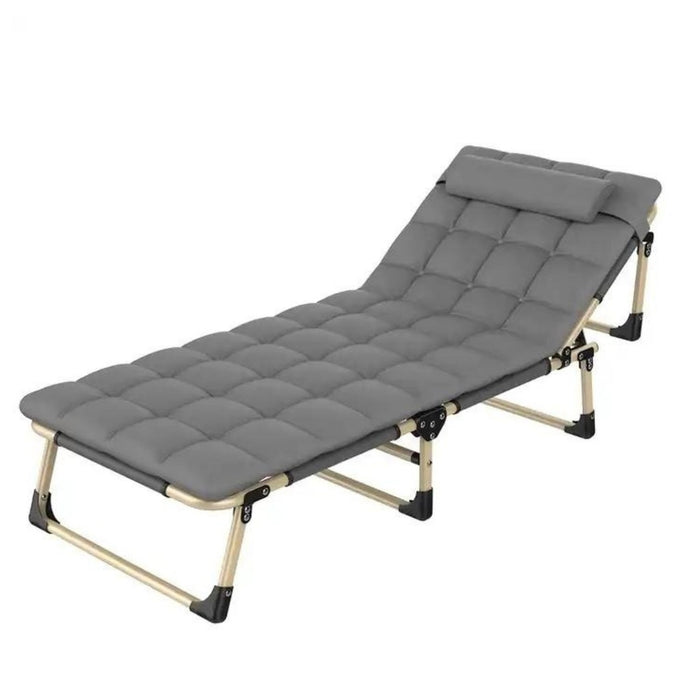 Adjustable Portable Folding Bed With Mattress And Headrest (Grey)