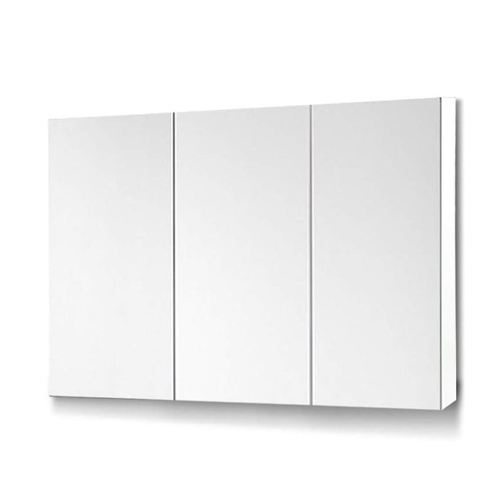 Bathroom Vanity Mirror With Triple Door Storage Cabinet (White)
