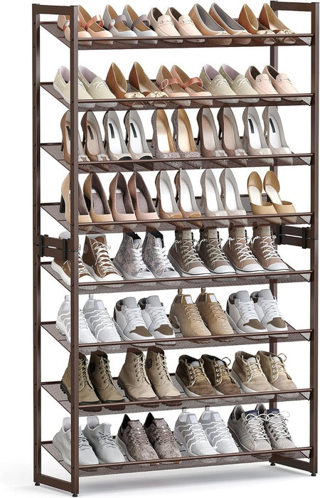 8-Tier Shoe Rack Storage 32 Pairs With Adjustable Shelves Bronze