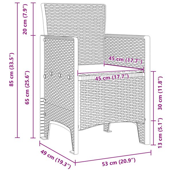 Garden Dining Set 3 Pcs Anthracite Polt Rattan Ttinlip