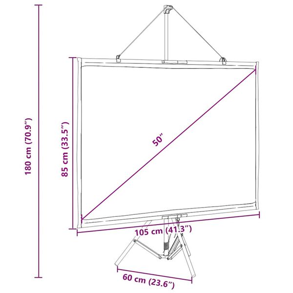Projection Screen With Tripod 50 Inch 4:3 Aobobtk
